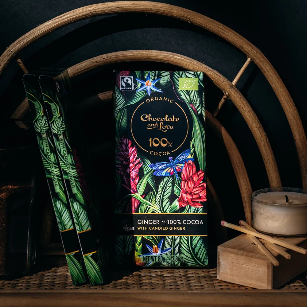 100% Organic Dark Chocolate With Candied Ginger