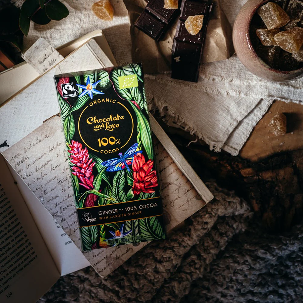 100% Organic Dark Chocolate With Candied Ginger