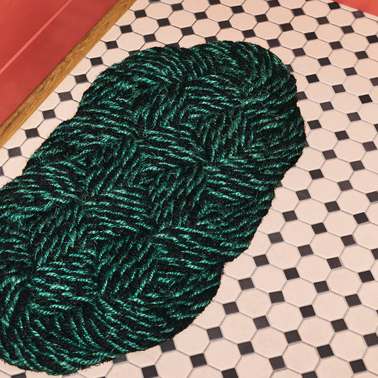 Coco Door Mat Swirl-Green & Black