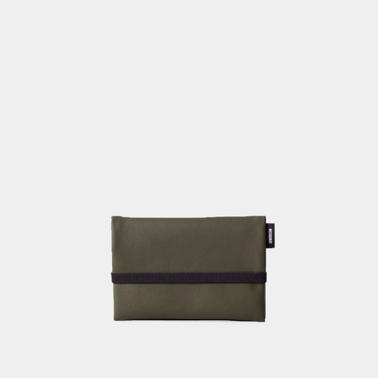 Vegan Leather Pouch . Olive Green