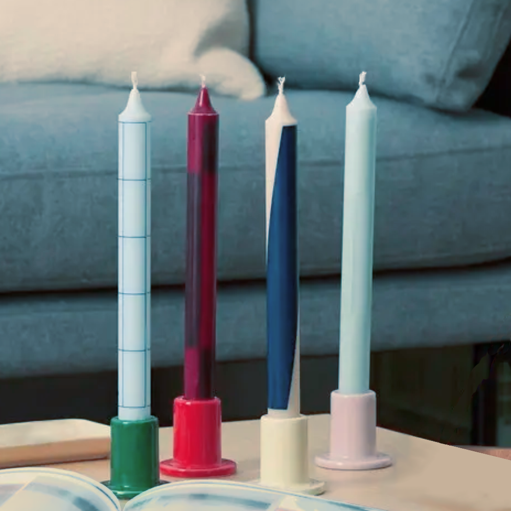 Pattern Candle _ Blues & Bordeaux _ Set 4