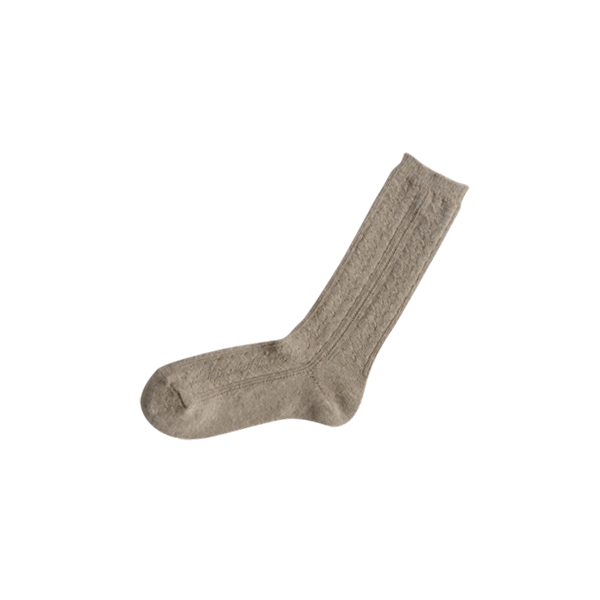 Alpaca Wool Cable Socks _ Beige