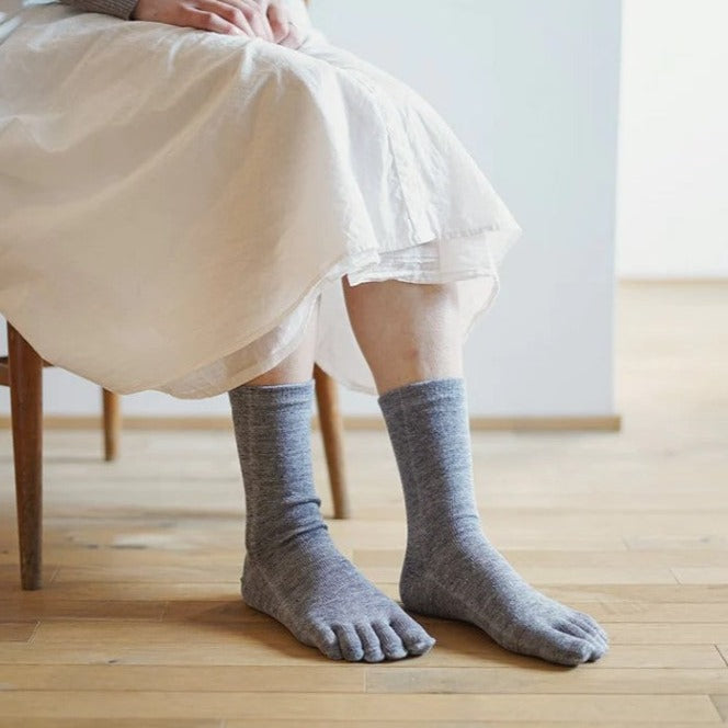 Linen Five Finger Socks _ Blue