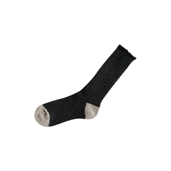 Recycled Cotton Ribbed Socks _ Light Grey, Charcoal or Brown