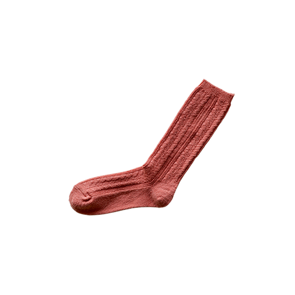 Alpaca Wool Cable Socks _ Tangerine Pink